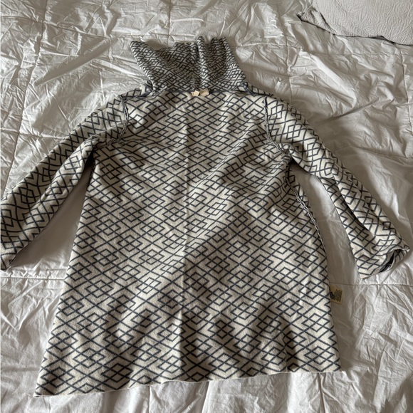 Anthropologie Moth Galena Cowl Neck Geometric Sweater Gray White Alpaca Blend L - Picture 14 of 14